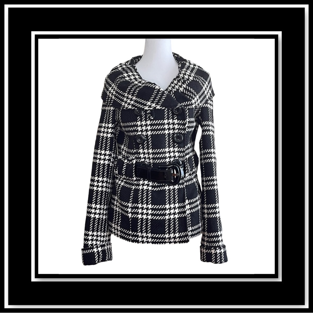 CoffeeShop Shawl Collar Double Breasted Houndstooth Coat